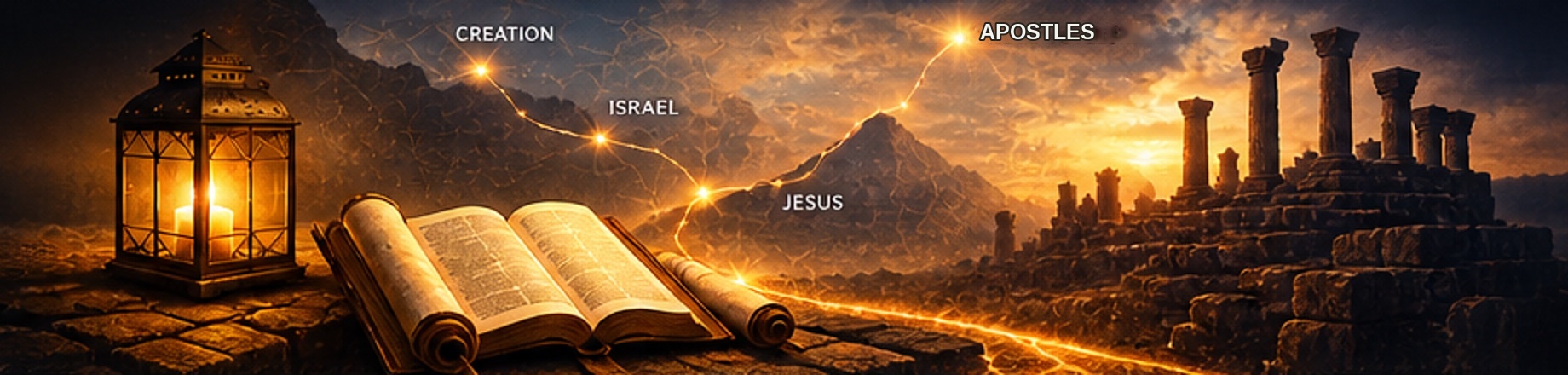 Ancient scrolls, covenant-map lines, and biblical-era ruins